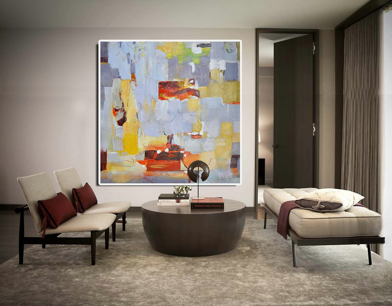 Large Abstract Painting Canvas Art,Oversized Contemporary Art,Hand Painted Abstract Art,Violet Ash,Yellow,Red,Orange.etc